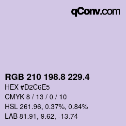 カラーコード: RGB 210 198.8 229.4 | qconv.com