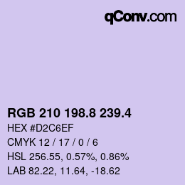 カラーコード: RGB 210 198.8 239.4 | qconv.com