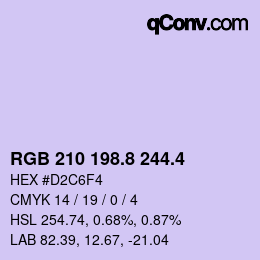 カラーコード: RGB 210 198.8 244.4 | qconv.com