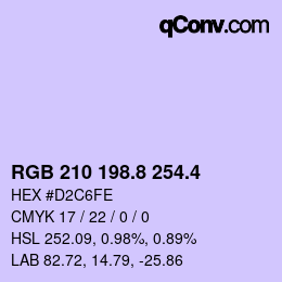 カラーコード: RGB 210 198.8 254.4 | qconv.com