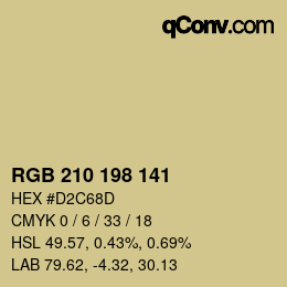 Color code: RGB 210 198 141 | qconv.com
