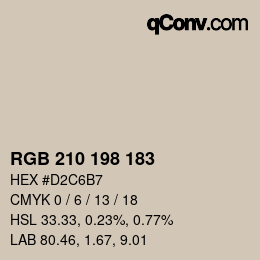 Color code: RGB 210 198 183 | qconv.com