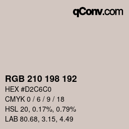 Color code: RGB 210 198 192 | qconv.com