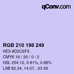 Color code: RGB 210 198 249 | qconv.com