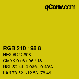 カラーコード: RGB 210 198 8 | qconv.com