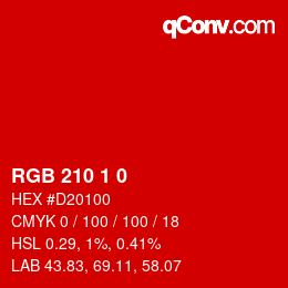 カラーコード: RGB 210 1 0 | qconv.com