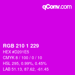 Color code: RGB 210 1 229 | qconv.com