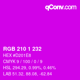 Color code: RGB 210 1 232 | qconv.com