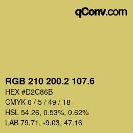カラーコード: RGB 210 200.2 107.6 | qconv.com