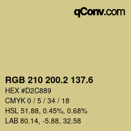 カラーコード: RGB 210 200.2 137.6 | qconv.com