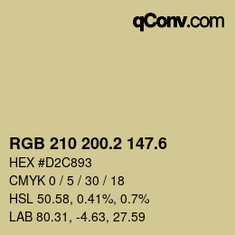 カラーコード: RGB 210 200.2 147.6 | qconv.com