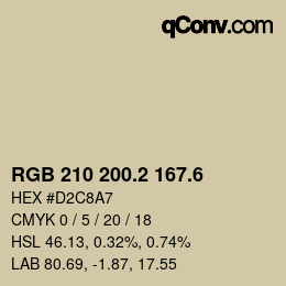 カラーコード: RGB 210 200.2 167.6 | qconv.com
