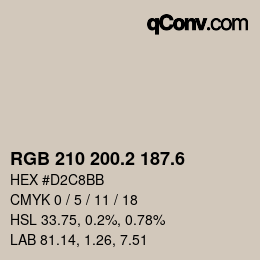 カラーコード: RGB 210 200.2 187.6 | qconv.com