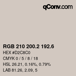 カラーコード: RGB 210 200.2 192.6 | qconv.com