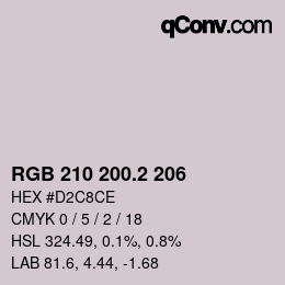カラーコード: RGB 210 200.2 206 | qconv.com