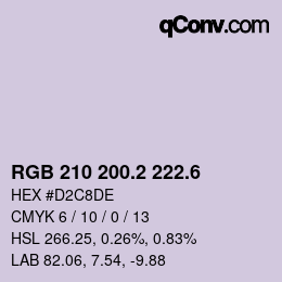 カラーコード: RGB 210 200.2 222.6 | qconv.com