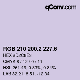 カラーコード: RGB 210 200.2 227.6 | qconv.com