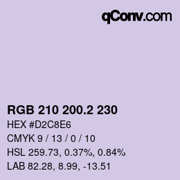 カラーコード: RGB 210 200.2 230 | qconv.com