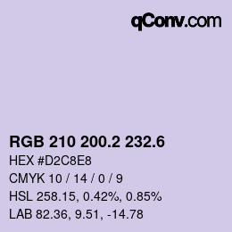 カラーコード: RGB 210 200.2 232.6 | qconv.com