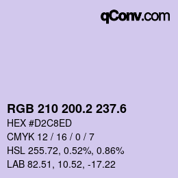 カラーコード: RGB 210 200.2 237.6 | qconv.com