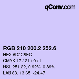 カラーコード: RGB 210 200.2 252.6 | qconv.com