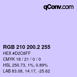 カラーコード: RGB 210 200.2 255 | qconv.com