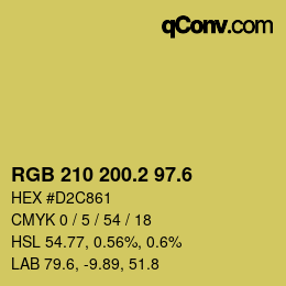 カラーコード: RGB 210 200.2 97.6 | qconv.com