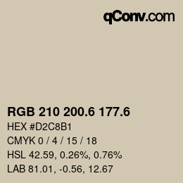 カラーコード: RGB 210 200.6 177.6 | qconv.com