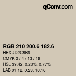 カラーコード: RGB 210 200.6 182.6 | qconv.com