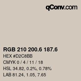 カラーコード: RGB 210 200.6 187.6 | qconv.com