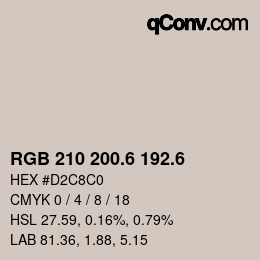カラーコード: RGB 210 200.6 192.6 | qconv.com