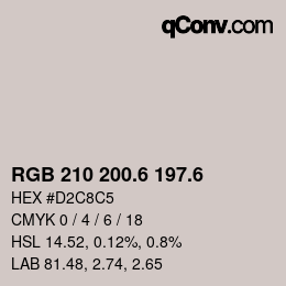 カラーコード: RGB 210 200.6 197.6 | qconv.com