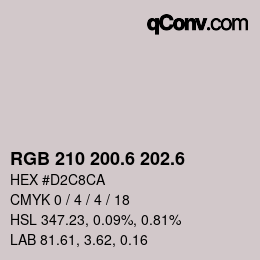 カラーコード: RGB 210 200.6 202.6 | qconv.com