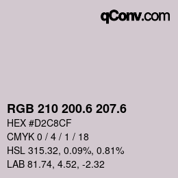 カラーコード: RGB 210 200.6 207.6 | qconv.com