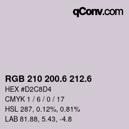 カラーコード: RGB 210 200.6 212.6 | qconv.com