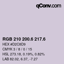 カラーコード: RGB 210 200.6 217.6 | qconv.com