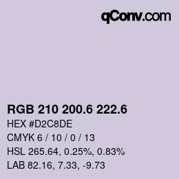 カラーコード: RGB 210 200.6 222.6 | qconv.com