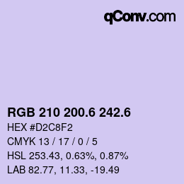 カラーコード: RGB 210 200.6 242.6 | qconv.com