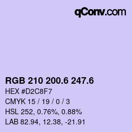 カラーコード: RGB 210 200.6 247.6 | qconv.com
