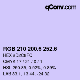 カラーコード: RGB 210 200.6 252.6 | qconv.com