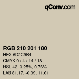 颜色代码: RGB 210 201 180 | qconv.com
