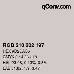 颜色代码: RGB 210 202 197 | qconv.com