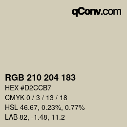 Color code: RGB 210 204 183 | qconv.com