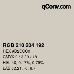 Color code: RGB 210 204 192 | qconv.com