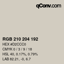 Color code: RGB 210 204 192 | qconv.com