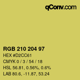 Color code: RGB 210 204 97 | qconv.com