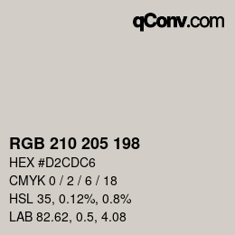 Color code: RGB 210 205 198 | qconv.com