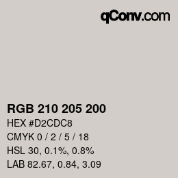 Color code: RGB 210 205 200 | qconv.com