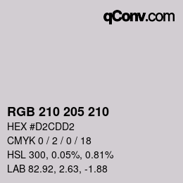 Color code: RGB 210 205 210 | qconv.com