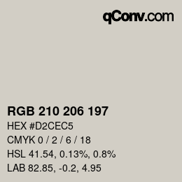 カラーコード: RGB 210 206 197 | qconv.com